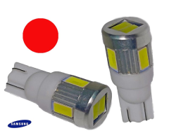 Auto LED 12/24V T10  6x chip červená